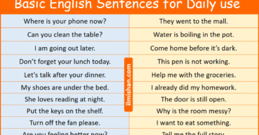 100 Basic English Sentences for Daily use with Pictures
