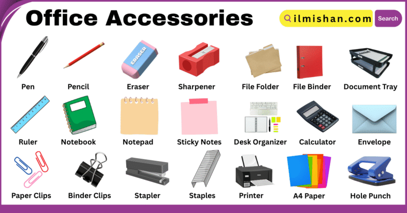 List of Office Accessories names with Pictures