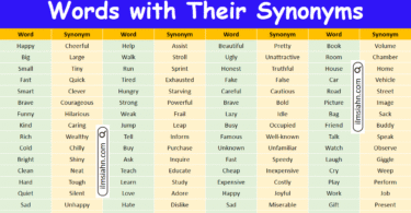 100 Words with Their Synonyms in English with Pictures