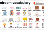 Bedroom Items vocabulary in English with their Pictures