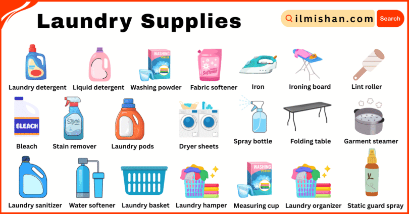 Laundry Supplies Vocabulary and their Pictures