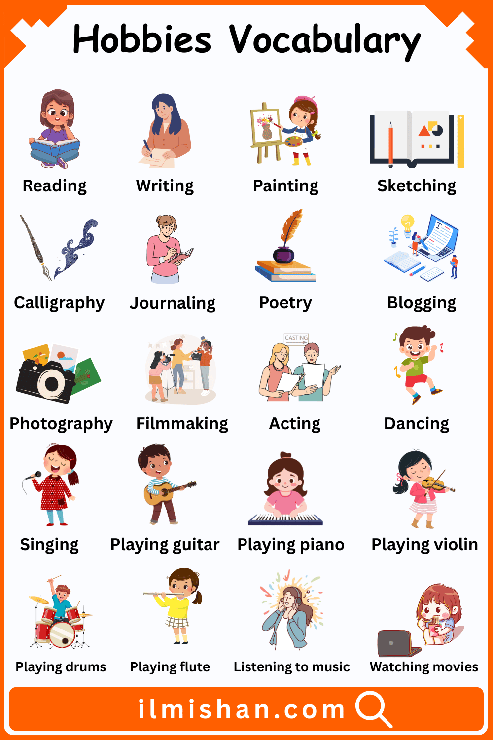Hobbies Vocabulary in English and Pictures