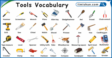 Tools Vocabulary Words in English and Pictures