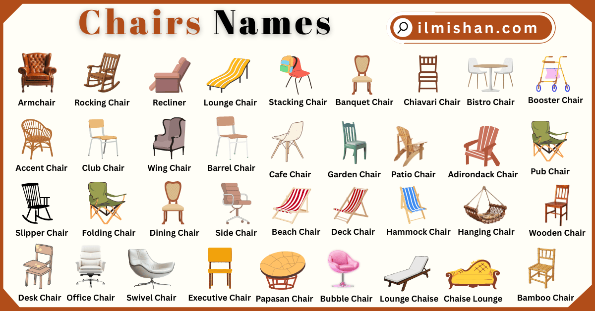 60 Chairs and their Names in English with Pictures