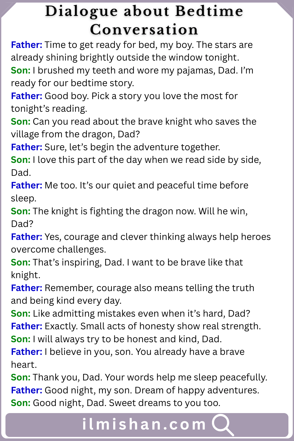 Dialogue about Bedtime Conversation