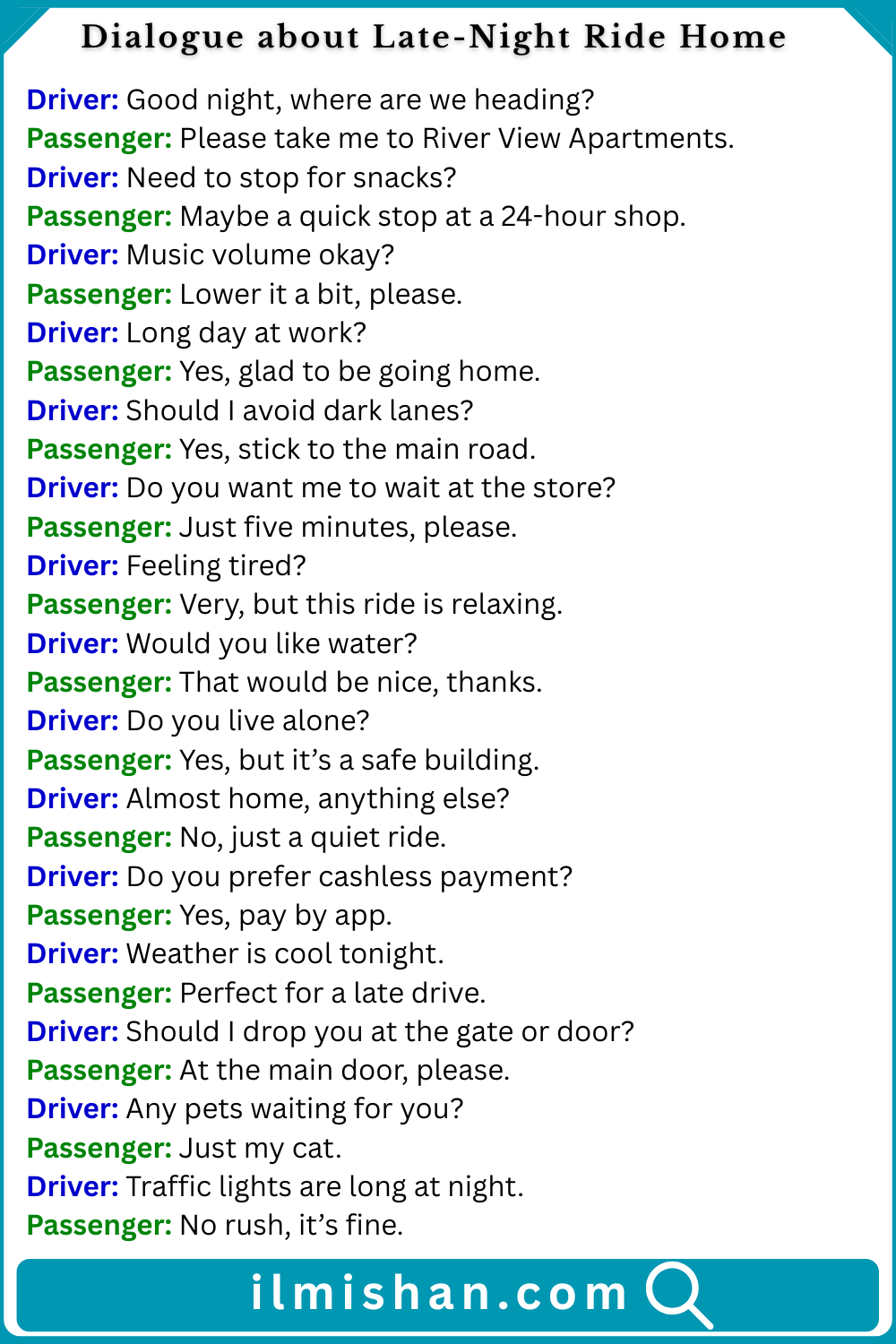 Dialogue about Late-Night Ride Home