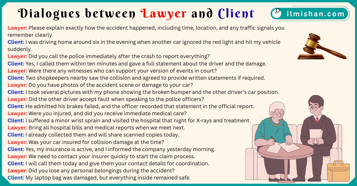 Dialogues Between Lawyer and Client in English and Pictures