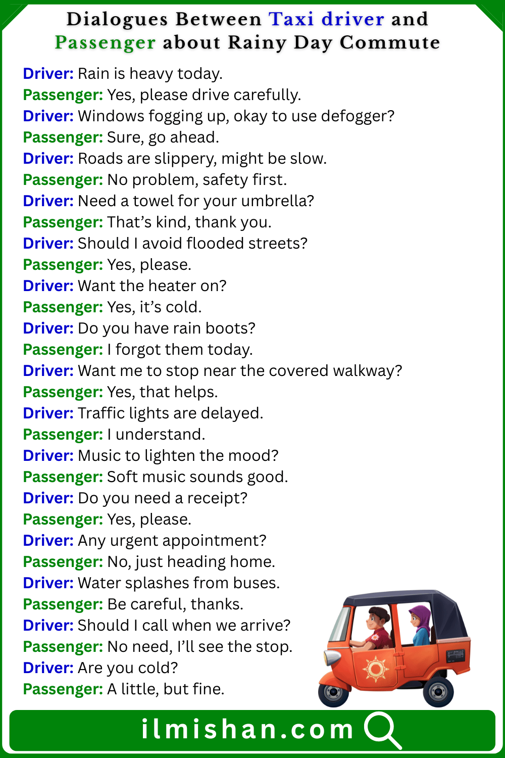 Dialogue about Rainy Day Commute