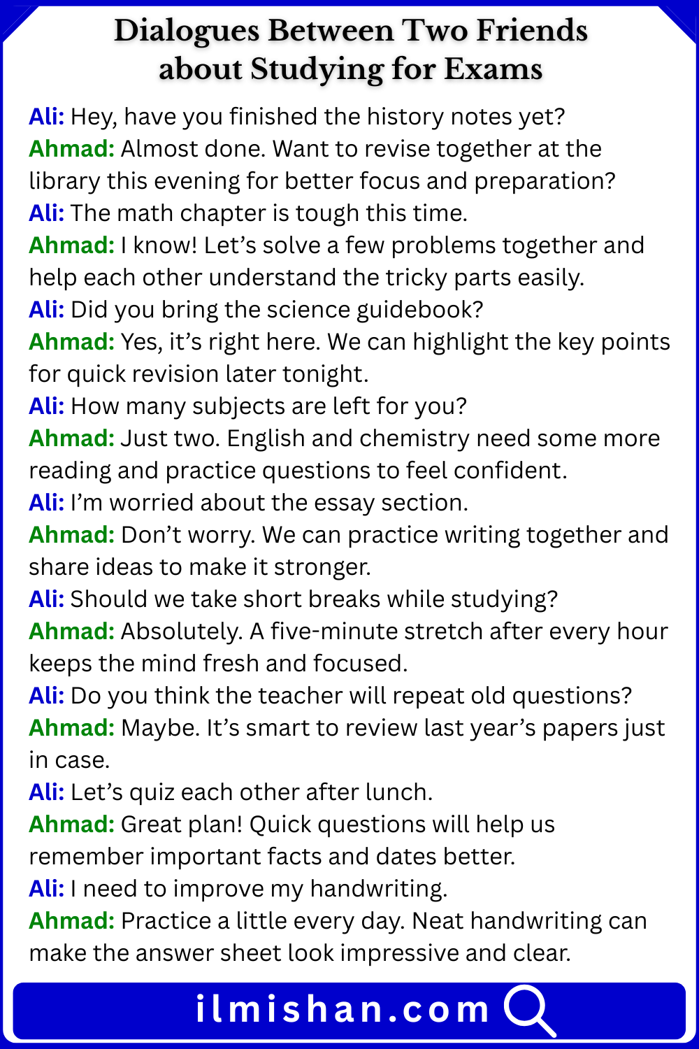 Dialogues about Studying for Exams