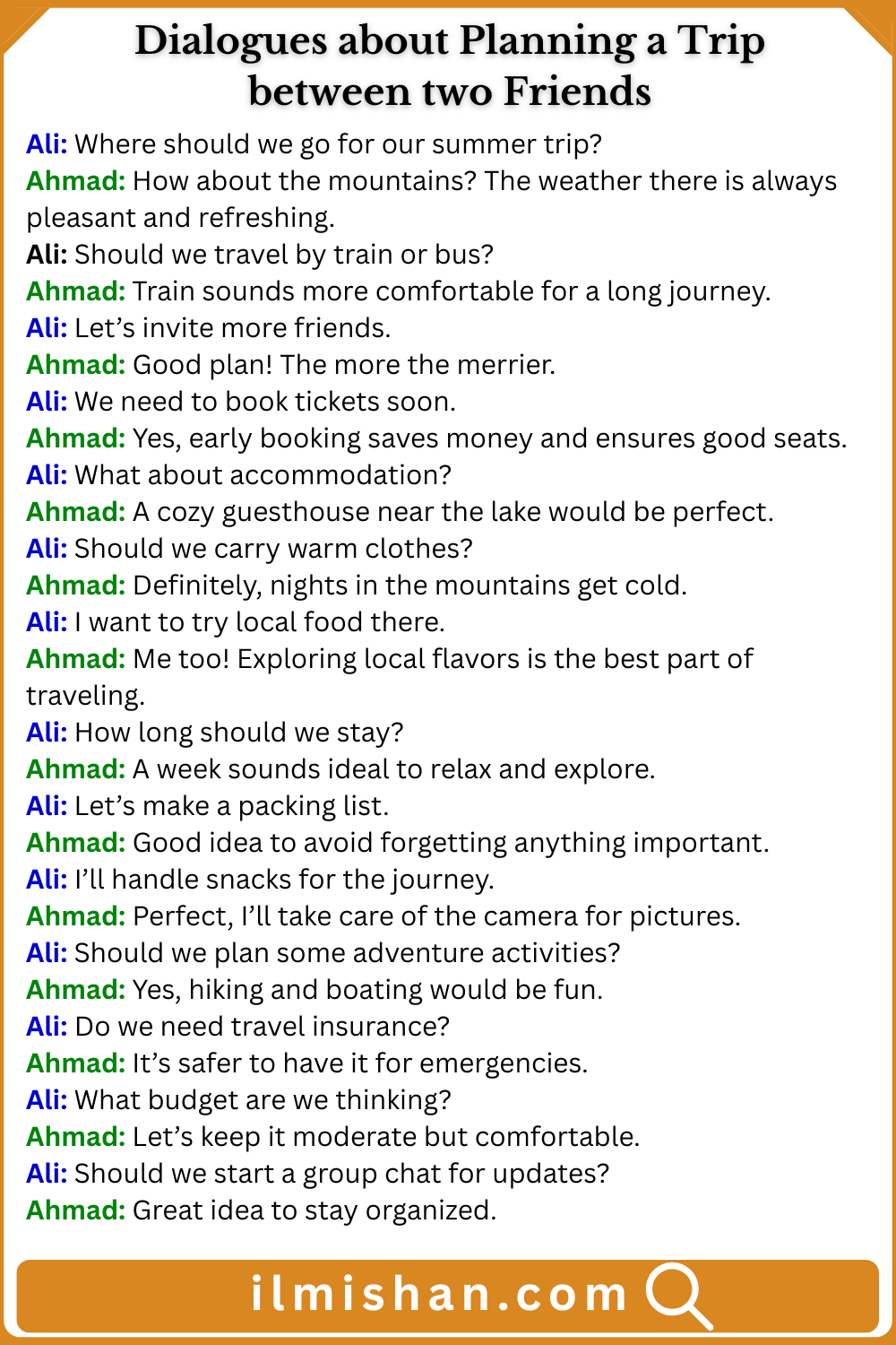 Dialogue Planning a Trip
