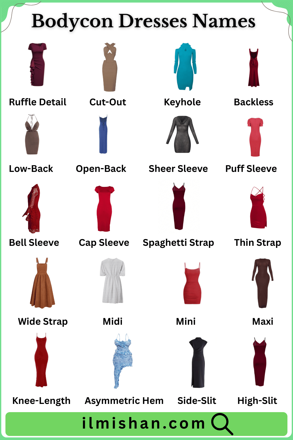 Different Types of Bodycon Dresses and their Pictures