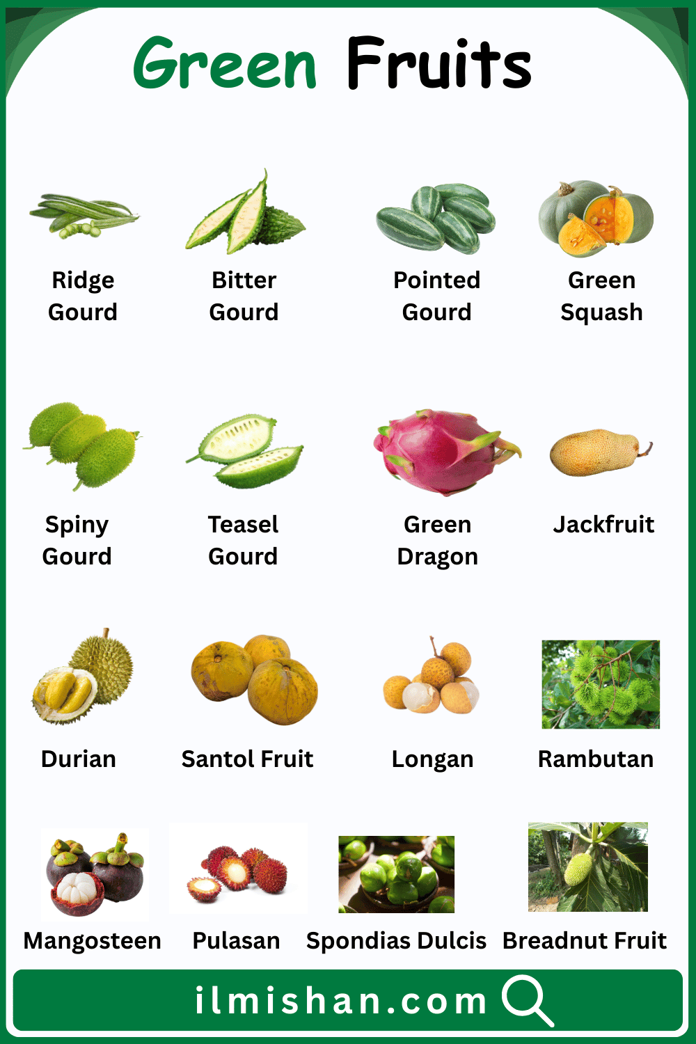 Fruits Words in English and Pictures