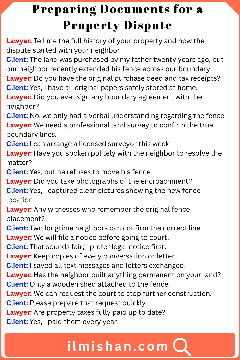 Preparing Documents for a Property Dispute