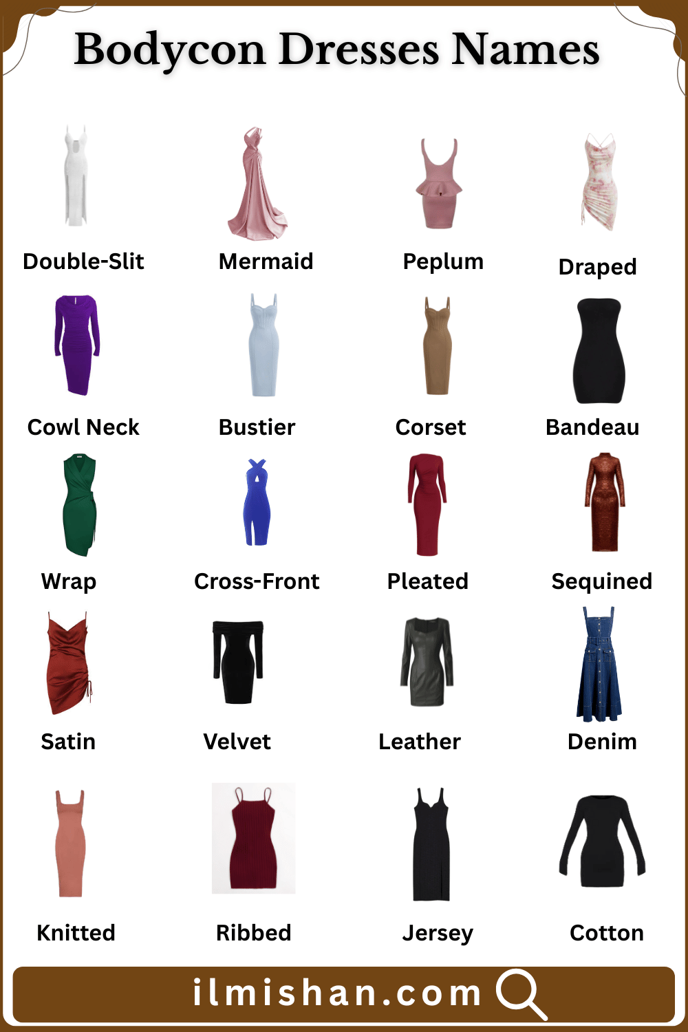 60 Types of Bodycon Dresses Names in English