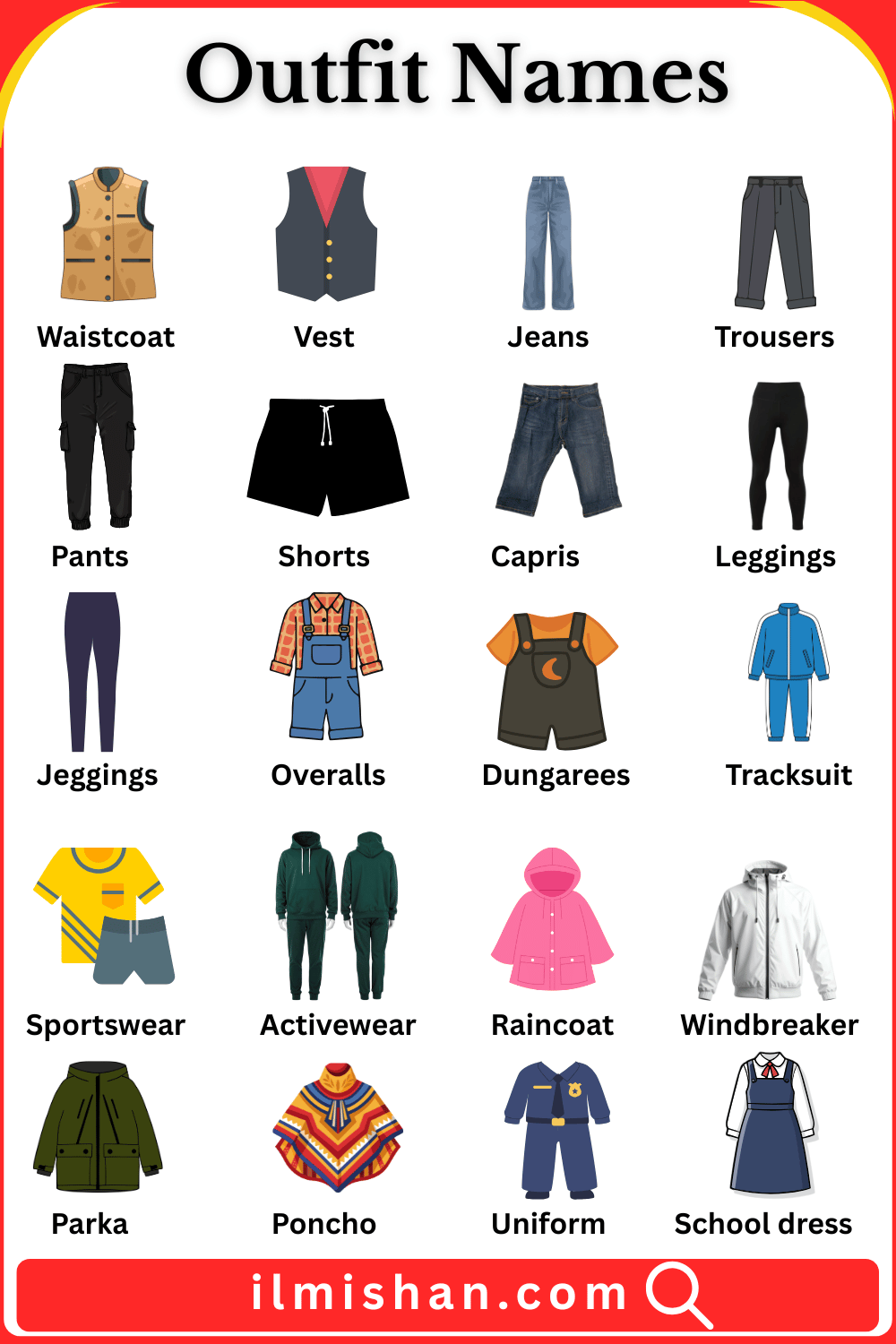Best Outfit Names in English and Pictures
