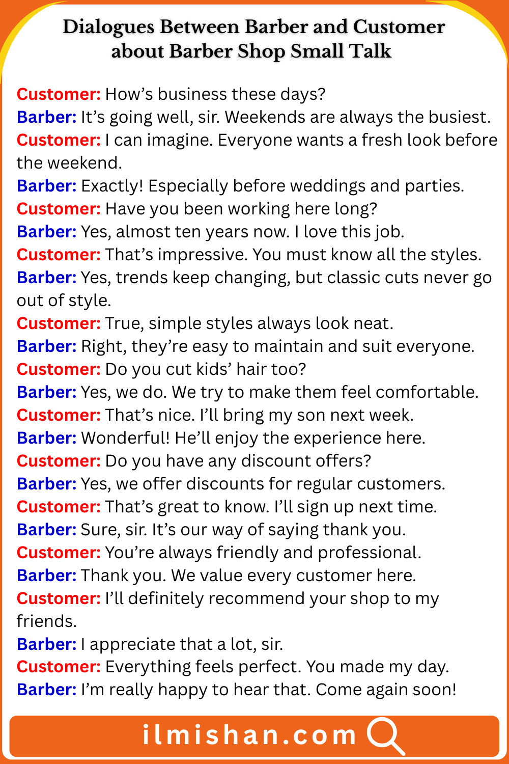 Dialogue about Barber Shop Small Talk