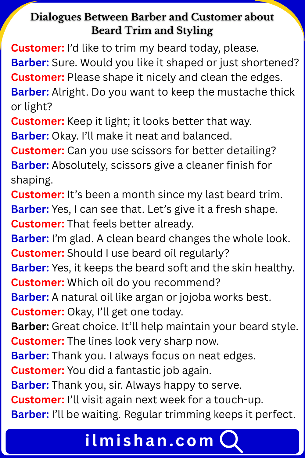 Dialogue about Beard Trim and Styling