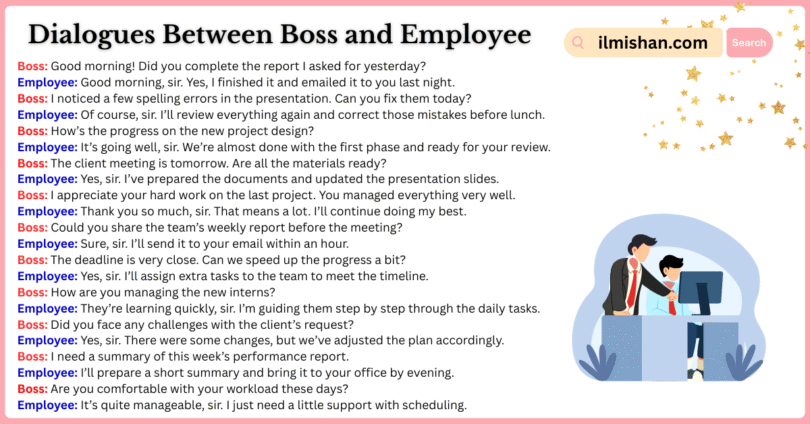 Dialogues Between Boss and Employee in English and Pictures