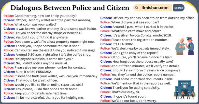 Dialogues Between Police and Citizen in English and Pictures