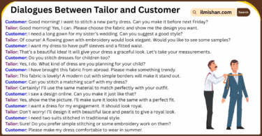 Dialogues Between Tailor and Customer in English and Pictures