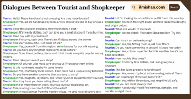 Dialogues Between Tourist and Shopkeeper in English and Pictures