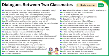 Dialogues Between Two Classmates in English and Pictures