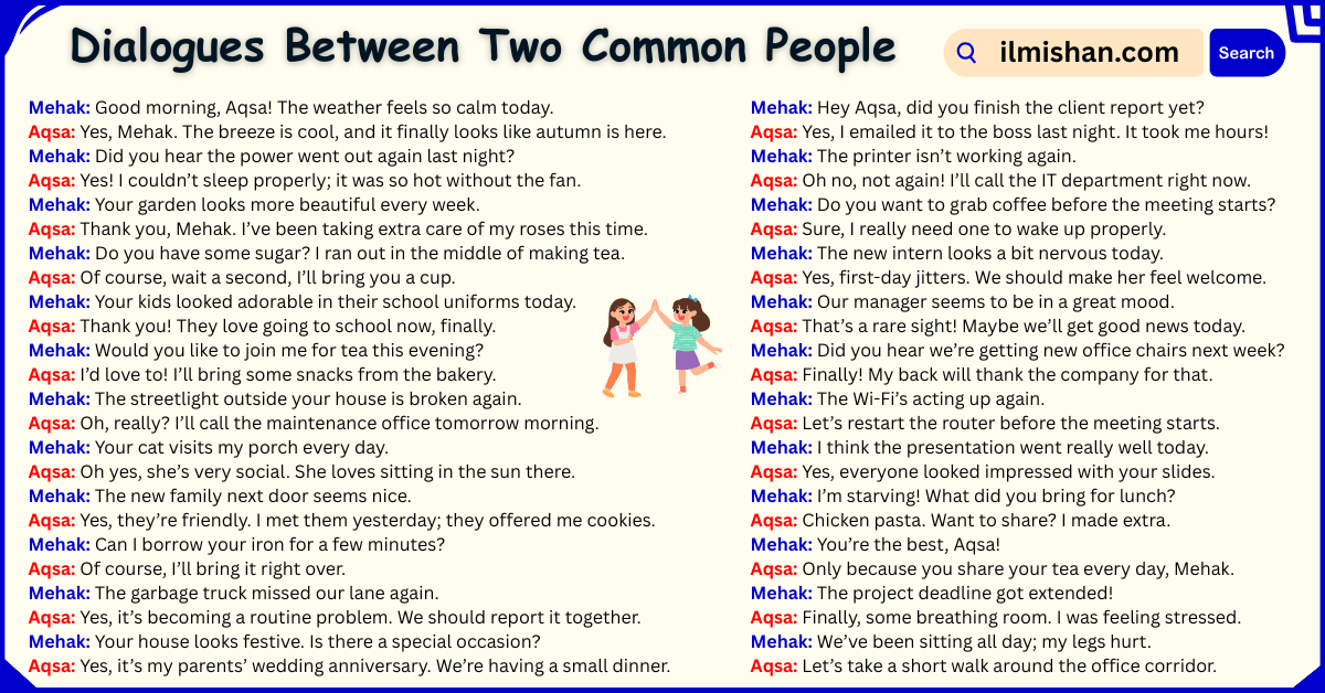 Dialogues Between Two Common People in English and Images