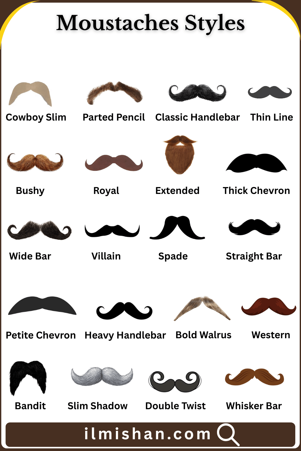 Moustache Styles Names and Their Meanings with Pictures