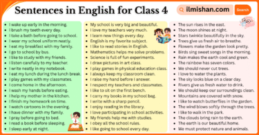 100 Sentences in English for Class 4 with Pictures