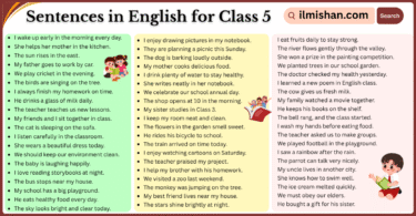 100 Sentences in English for Class 5 with Pictures