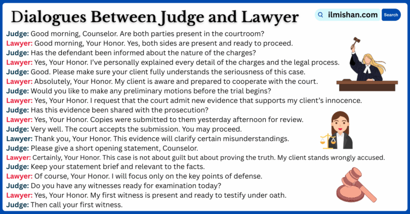 Dialogues Between Judge and Lawyer in English and Images