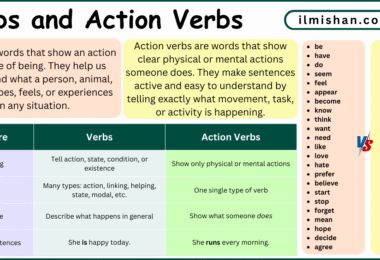 Difference Between Verbs and Action Verbs definition with Example
