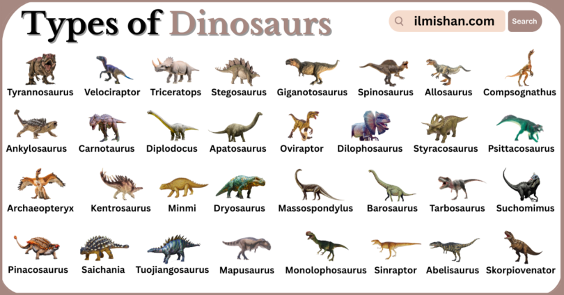 Types of Dinosaurs with Names in English with Pictures