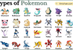 Types of Pokemon with Names in English with Pictures