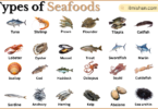 Types of Seafoods with Names in English with Pictures