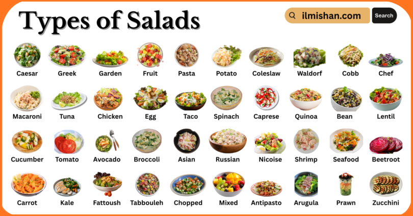 Types of Salads with Names in English with Pictures